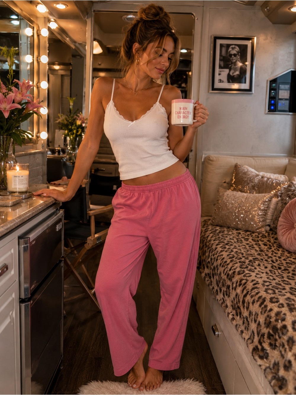 Vintage 90s L.L.Bean Pink Cotton Lounge Pajama Pants Medium Y2K Vibe Loungewear